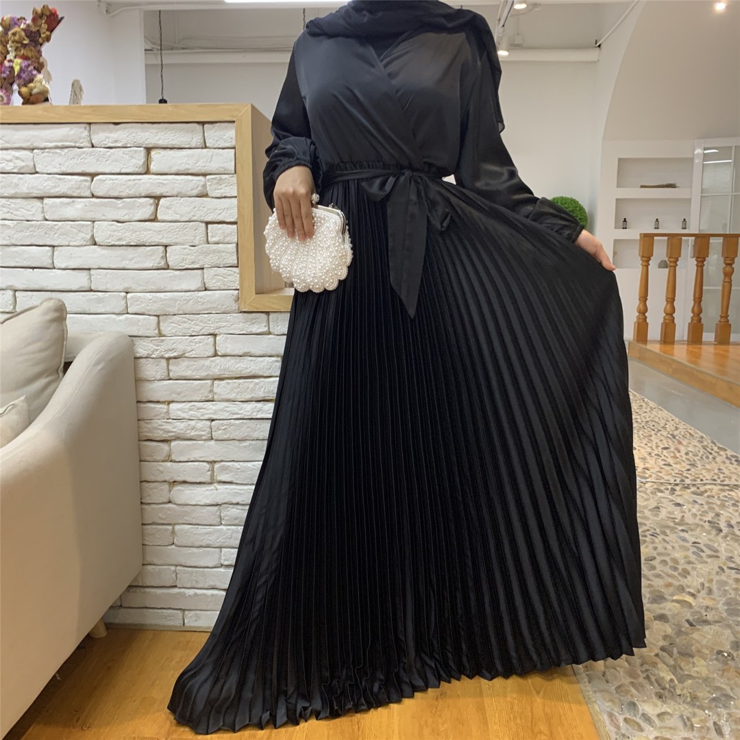 New V-Neck Ramadan Long Skirt Muslim Embroidered Dress Dress