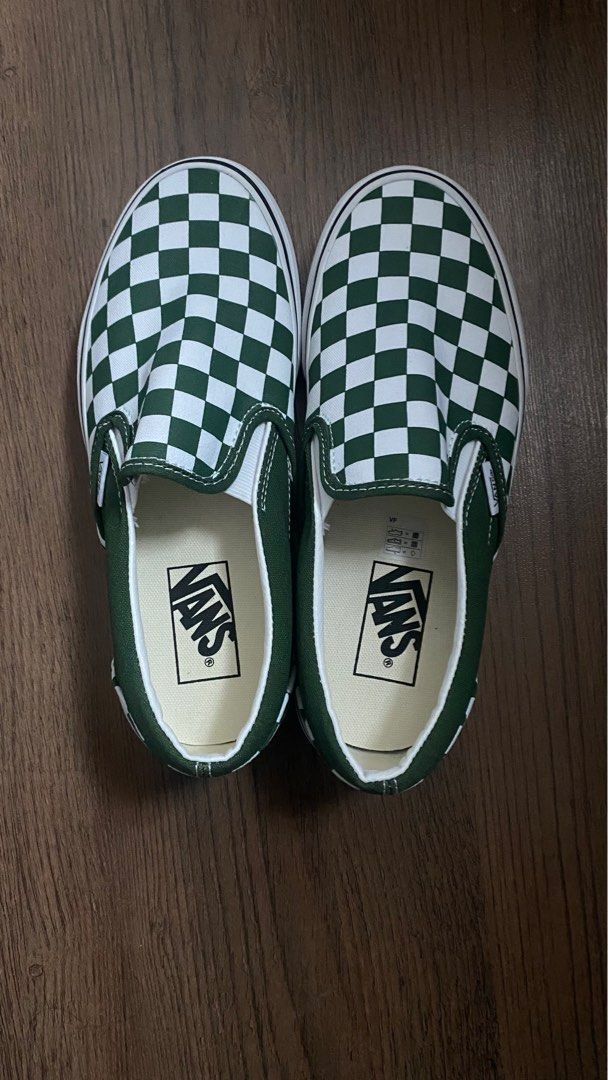 Dark green checkered vans online