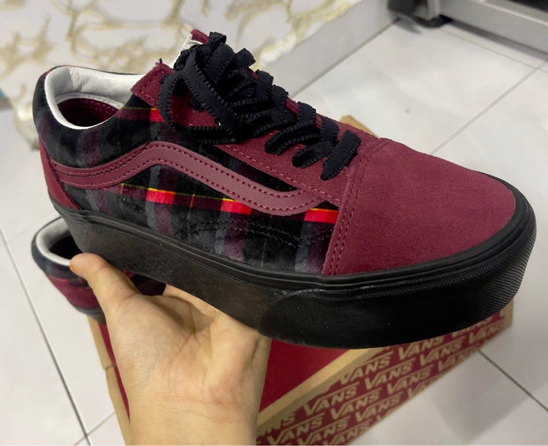 Original Vans Old Skool Stackform Velvet Plaid Sneakers Women s