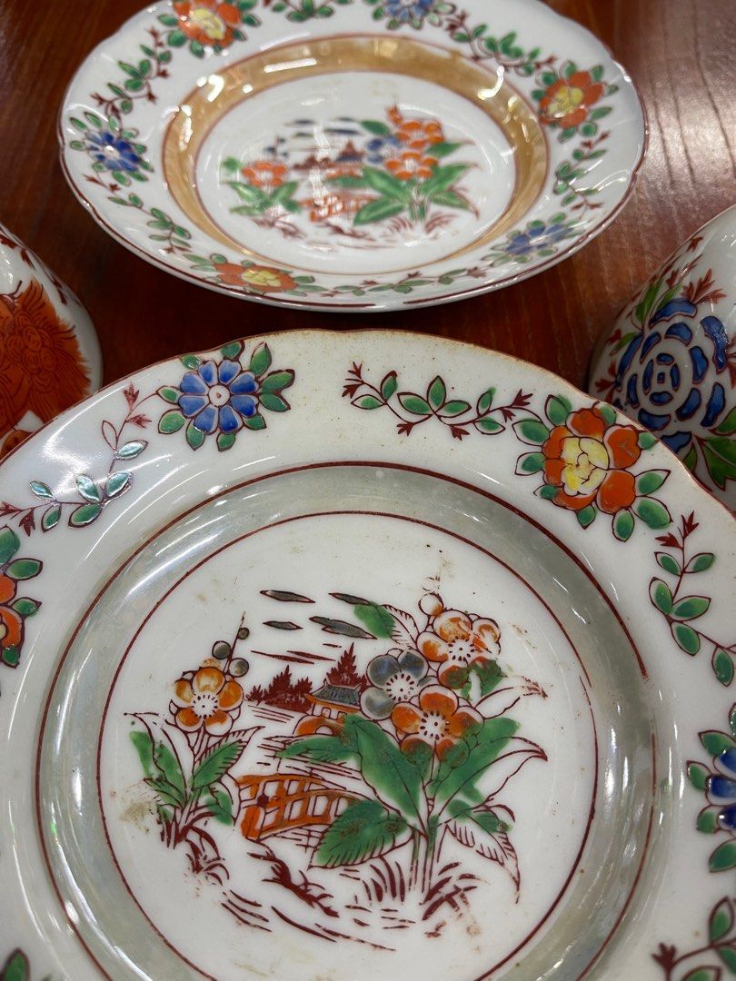 Vintage Japanese Hand Painted Plate & Bowl, Hobbies & Toys