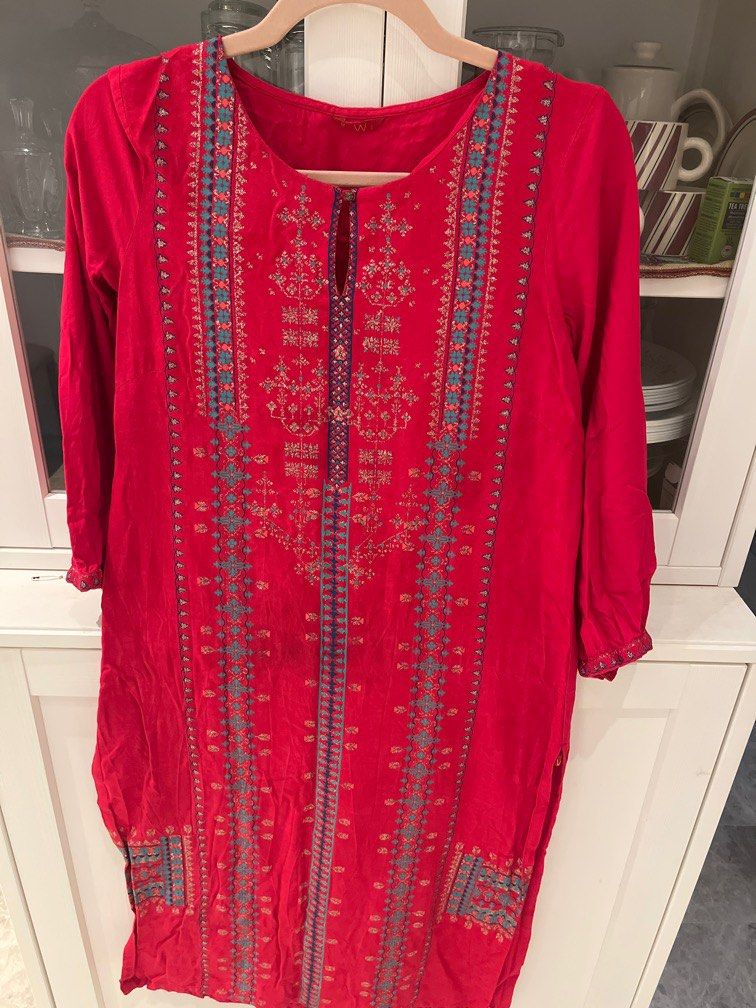 W Brand Printed Rayon Kurti – Fasino Paradise