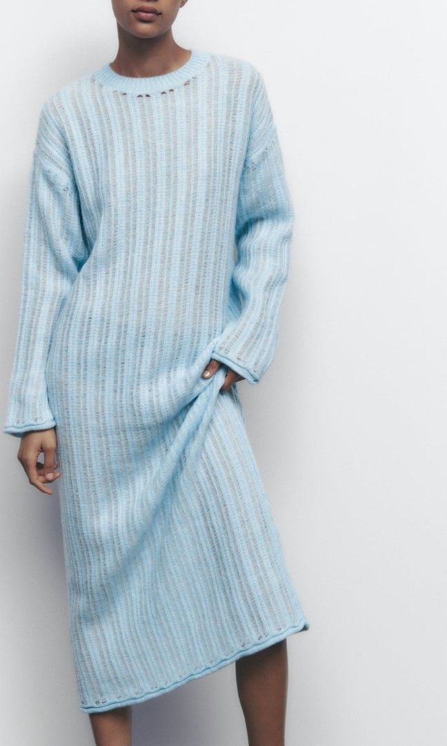 knit dress flare 3/4 Sleeve Flare Knit Dress XS main image 1