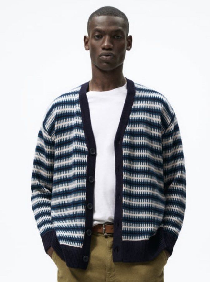 Zara men's blue cardigan clearance