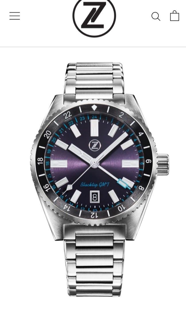 Brand new Zelos Blacktip GMT Purple Titanium Watch (Limited to 150