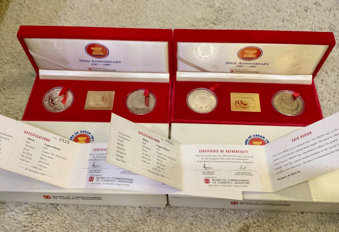 1997 $10 Combined 2-in-1 coin set- 30 Years ASEAN (CoA no. 0520 & 0521 ...
