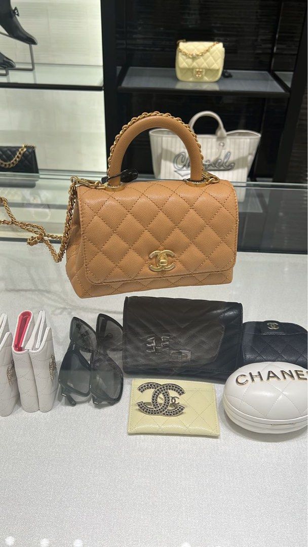 23P Chanel Coco handle dark beige mini, Luxury, Bags & Wallets on Carousell