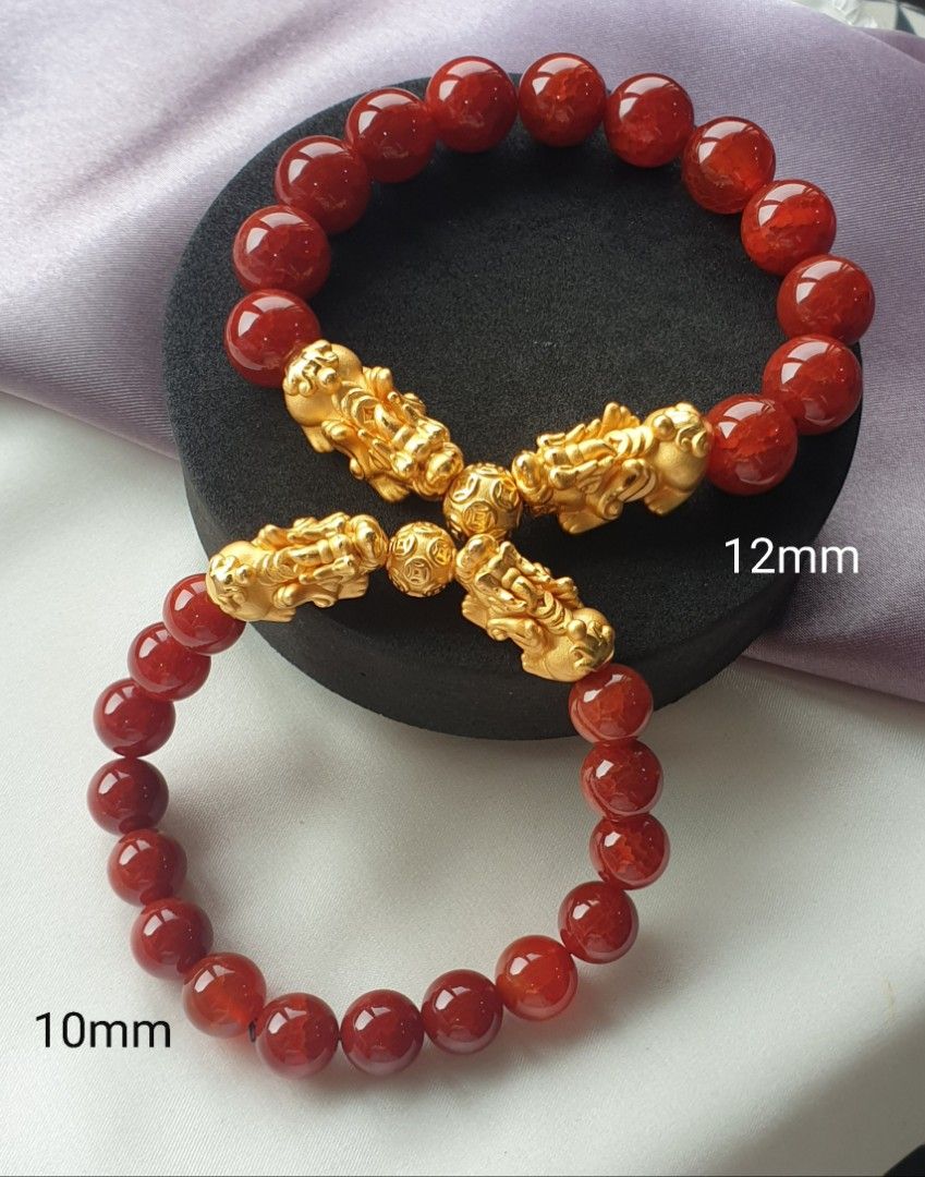 Red agate silver pixiu charm bracelet sale