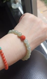 Hetian Qie Mo Qing Bai material + Nanhong zero as bracelet629954187820821112