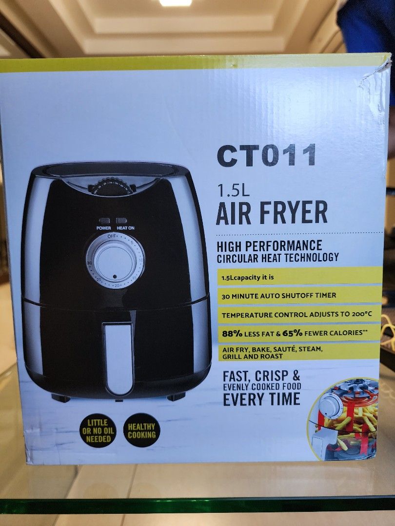 Air Fryer 1.5L (Category: Fryers) located in Pasay City. Submitted by glc08 (Listing ID 1226717561, Image 1). Description: Brand new in box RFS: decluttering Location: Pasay.