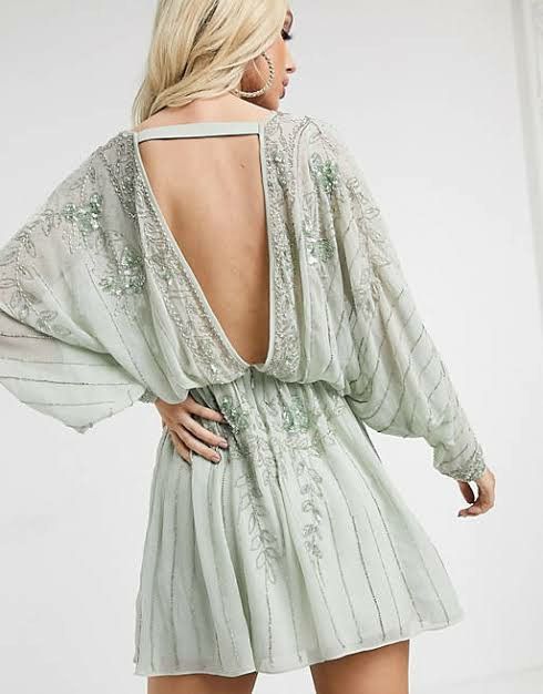 ASOS Design cape kimono embellished mini dress Women s Fashion Dresses Sets Dresses on Carousell