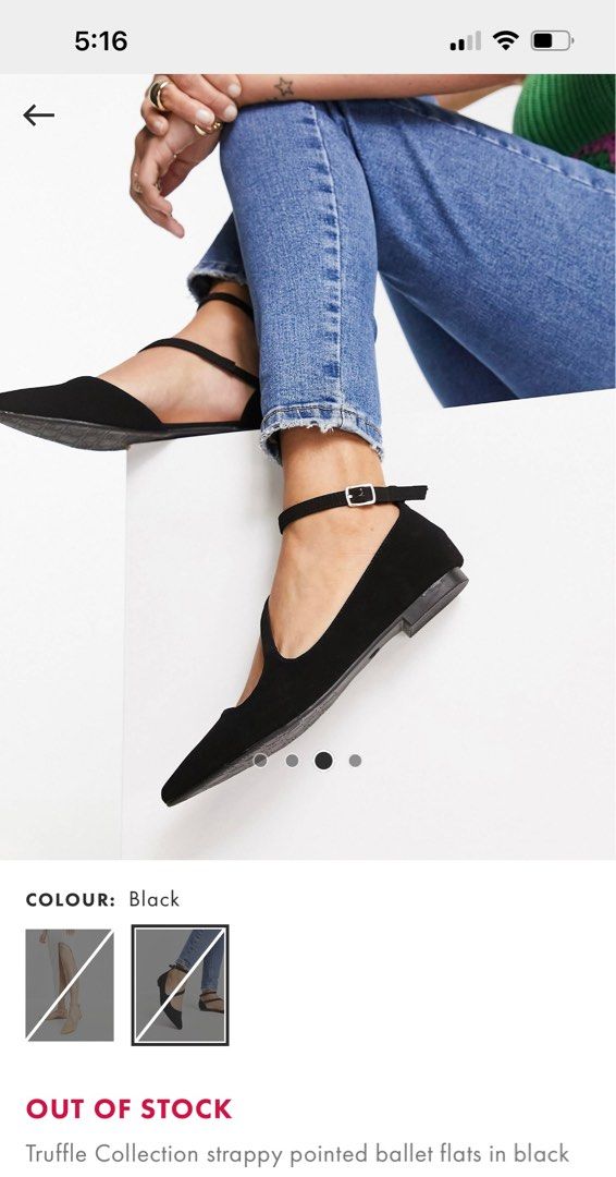 Asos Truffle Collection Strappy Pointed Ballet Flats Black Women s Fashion Footwear Flats on Carousell