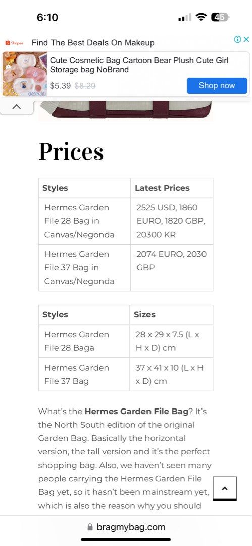 Hermès Garden File 28 Bag