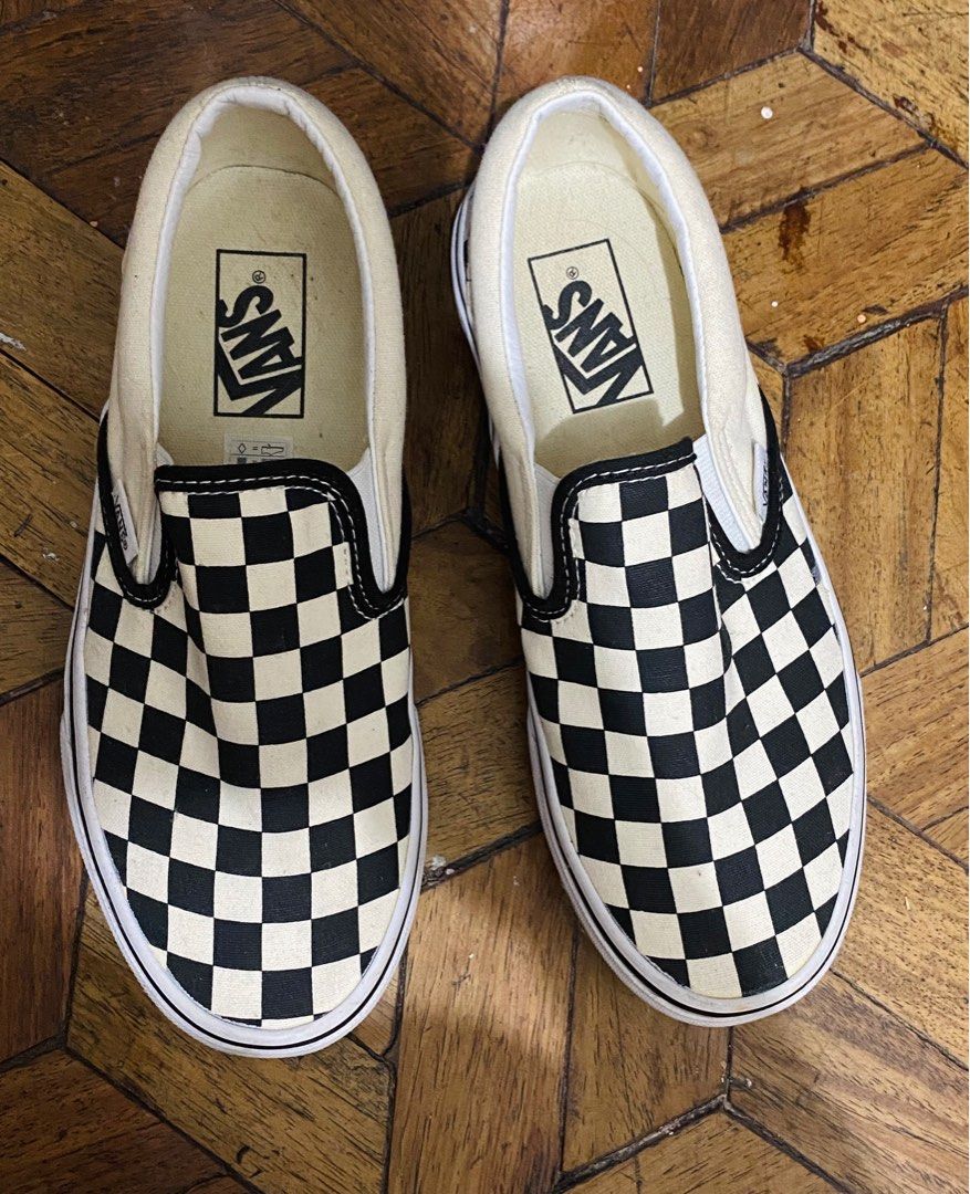 Authentic Vans Classic Checkerboard Slip on Black White Shoe
