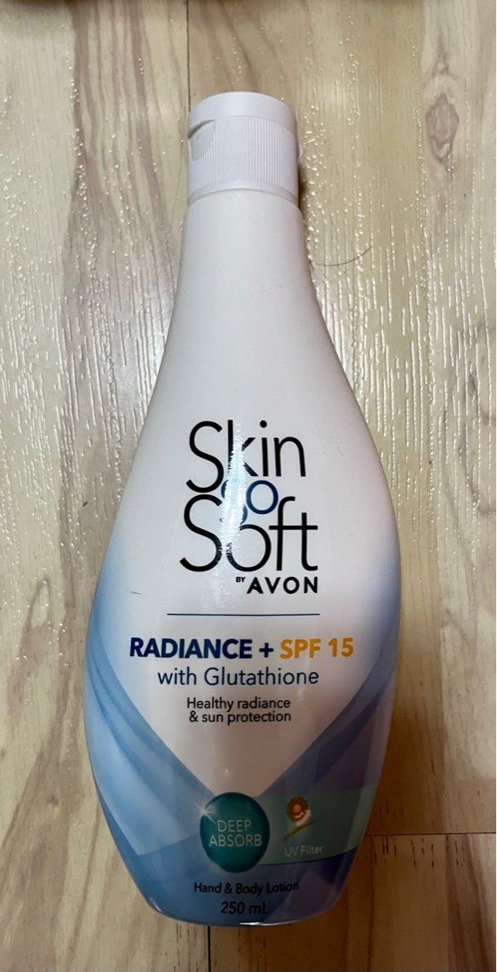 Avon Skin so Soft Radiance + SPF 15 with Glutathione 250ml on Carousell