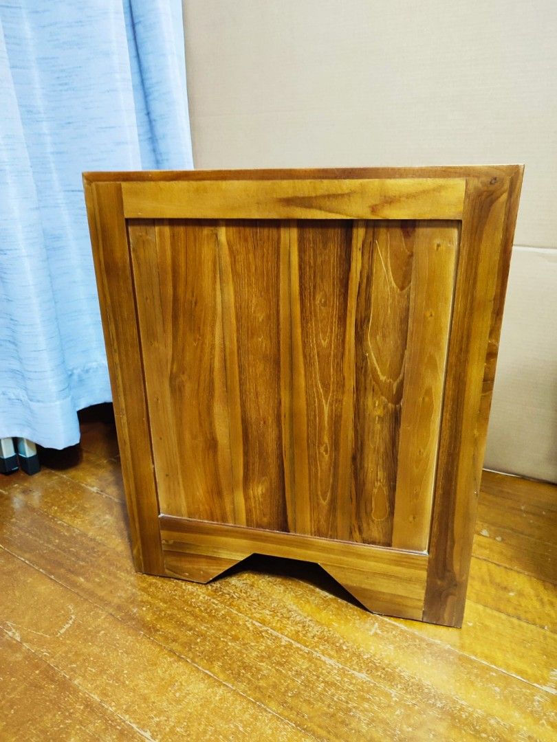 Bedside Table (Category: Shelves, Cabinets & Racks) located in Singapore. Submitted by lim_peggy (Listing ID 1226696471, Image 2). Description: 2-drawer, natural colour, solid teak wood bedside table 50x40x60(ht) cm at $150. Well polished interior/back side..
