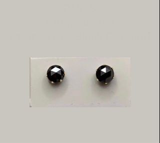 Black Diamond Stud Earrings in 18K Gold Hardware