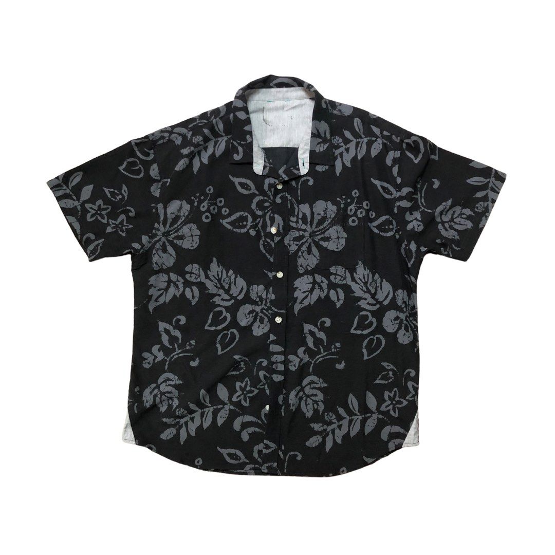 black hawaiian polo shirt
