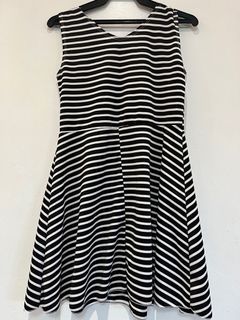 Black stripes skater dress