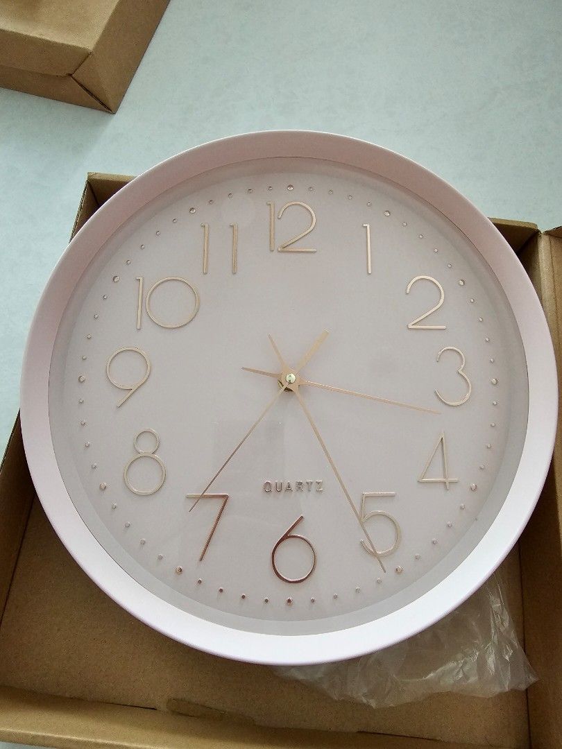 Blush Pink Wall Clock, Furniture & Home Living, Home Decor, Clocks on