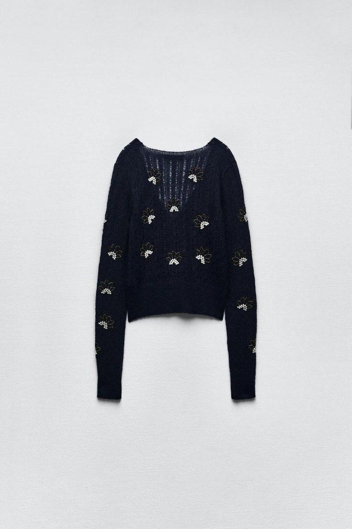Embroidered cardigan zara discount
