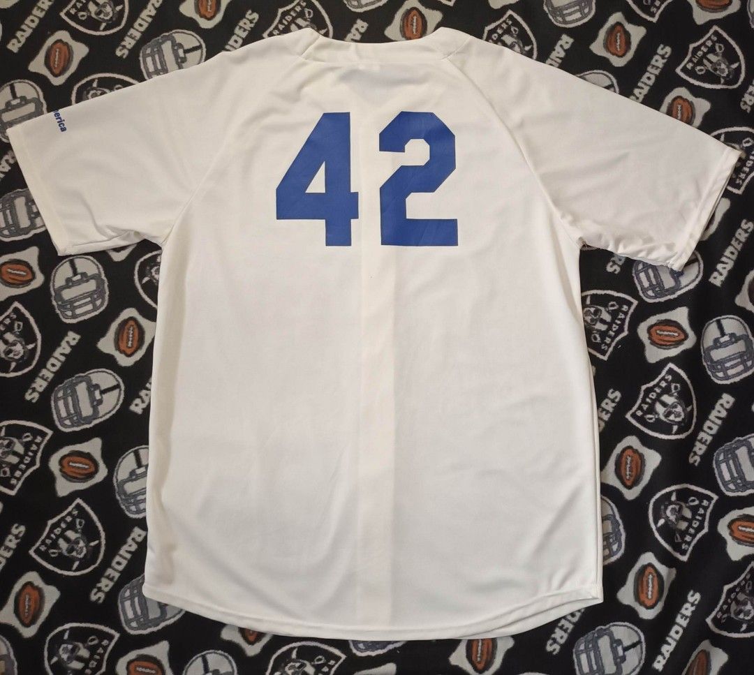 Brooklyn Dodgers Jackie Robinson 42 1955 Bank of America White Jersey