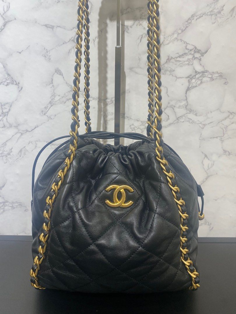 Like New Chanel Drawstring Buckle Bag Microchip Year 2022 Luxury