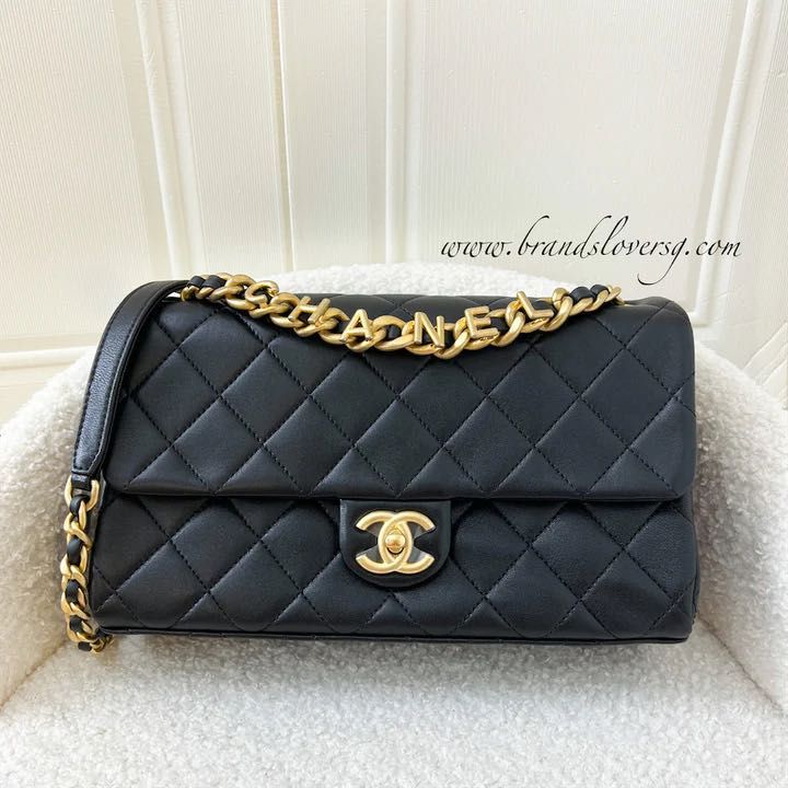 ✖️SOLD✖️ Chanel 23P Medium Flap Bag in Black Lambskin AGHW