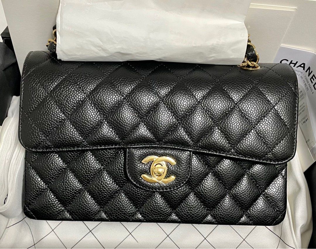 Chanel Classic Flap Bag, Small Caviar in Gold Hardware, Luxury, Bags &  Wallets on Carousell