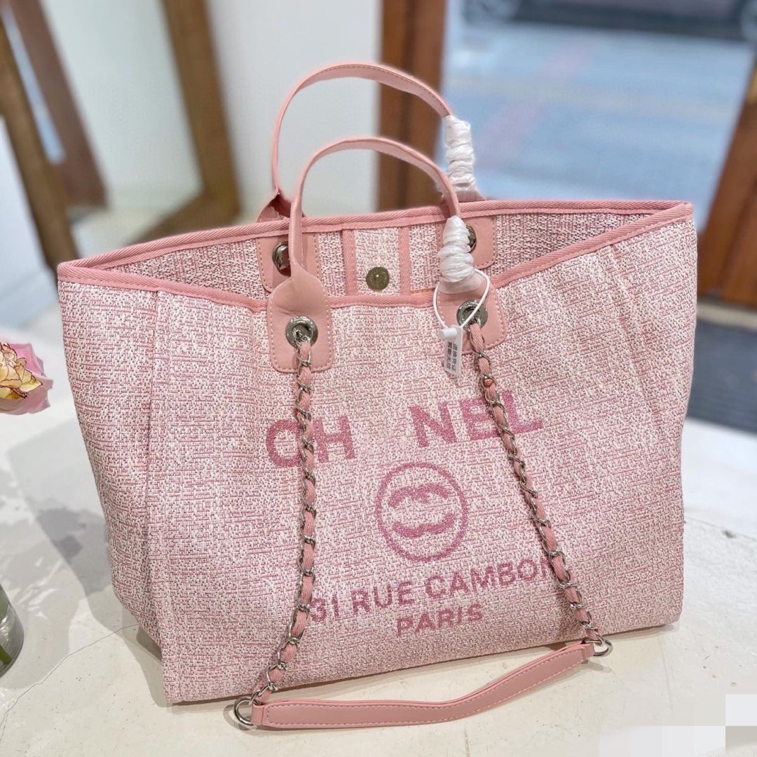 Chanel tote bag pink color Luxury Bags Wallets on Carousell