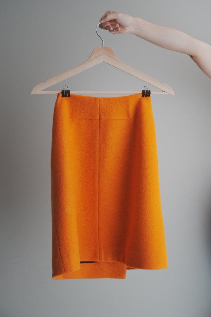 Orange wool long skirt online