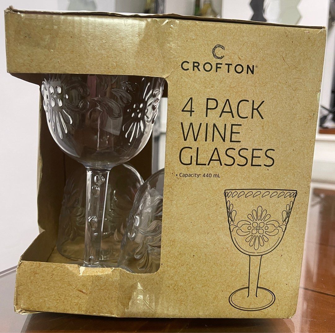 Crofton 4pcs Acrylic Wine Glasses - 440ml (Category: Other Kitchenware & Tableware) located in Quezon City. Submitted by kryshnanzyanna (Listing ID 1226806559, Image 2). Description: Crofton 4pcs Acrylic Wine Glasses - 440ml Diswasher safe BPA free Php 400 ***new, defective box.
