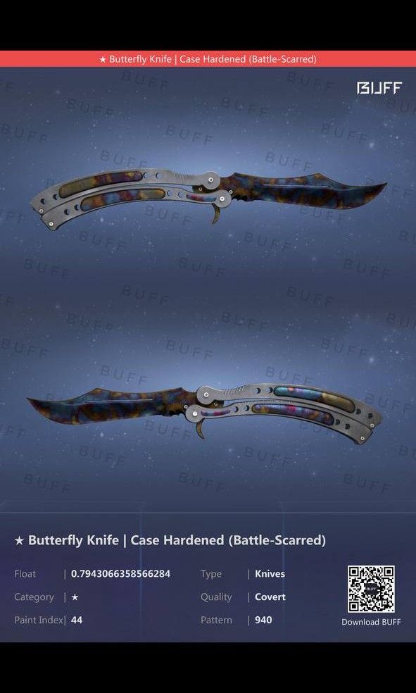 CSGO Butterfly Knife Case Hardened (BattleScarred), Video Gaming