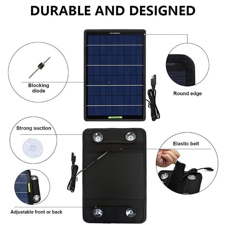 Pannello Solare 10W Eco-Worthy - Modulo Fotovoltaico Per Carica Batterie 12V, Impermeabile IP65