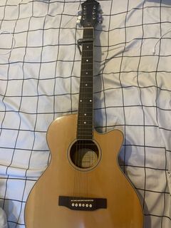 Epiphone acoustic guitar with amplifier and guitar stand