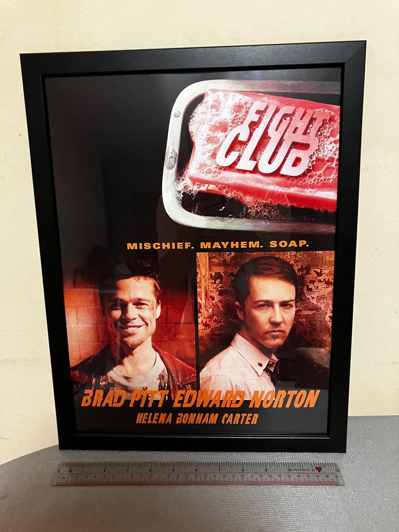 Fight Club 1999 poster with frame, Furniture & Home Living, Home Decor