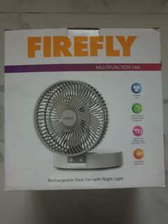 FIREFLY Rechargeable Desk Fan with Night Light foldable fan