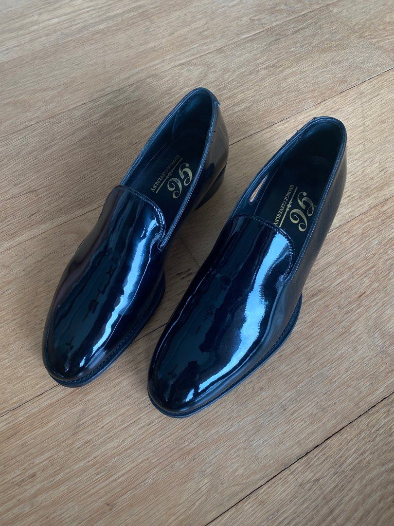 Mens blue clearance patent leather shoes