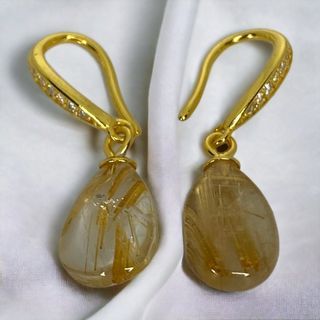 Golden Titanium Rutilated Quartz s925 earrings