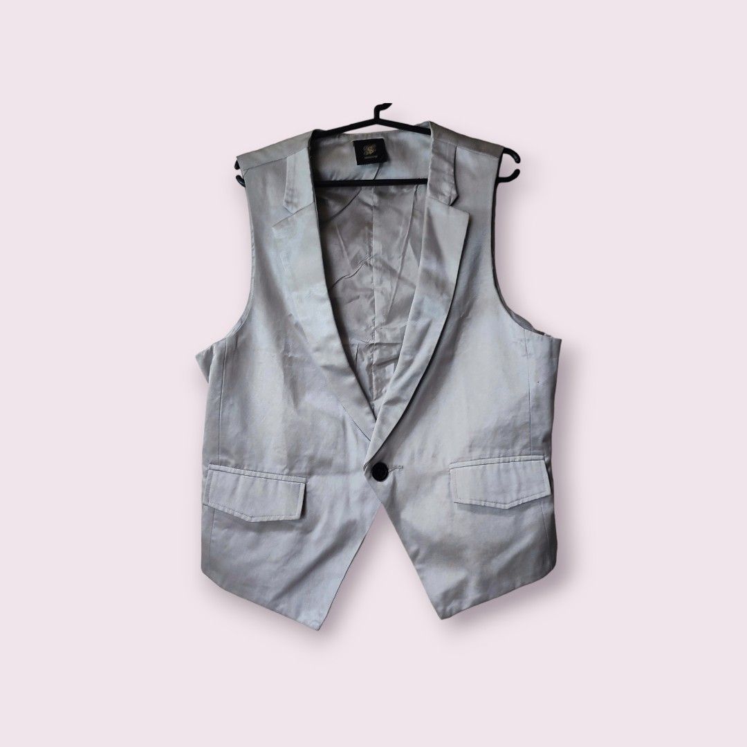 Gray Suit Vest, Men's Fashion, Tops & Sets, Vests on Carousell