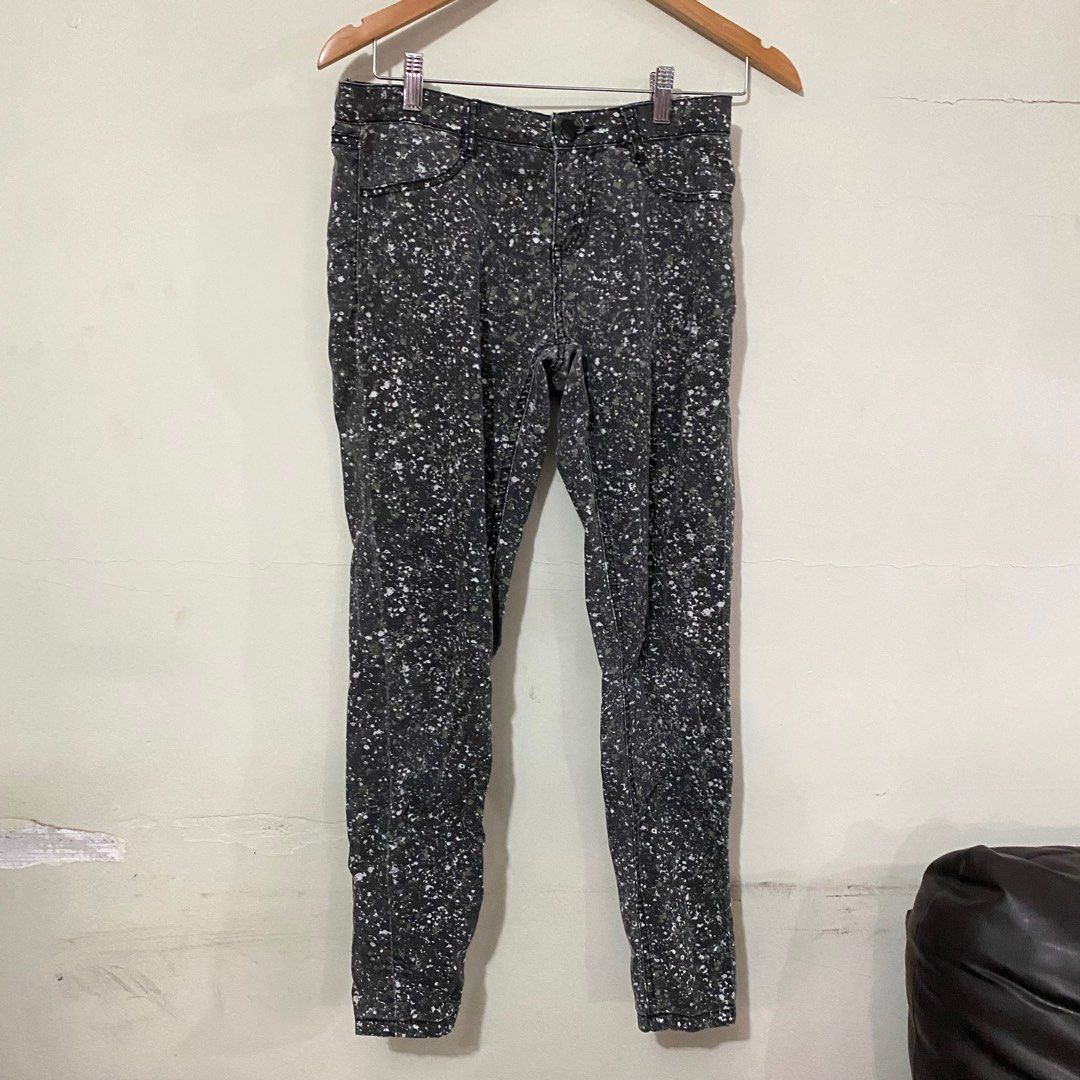 Grey Paint Splatter Jeggings Jeans , Women's Fashion, Bottoms