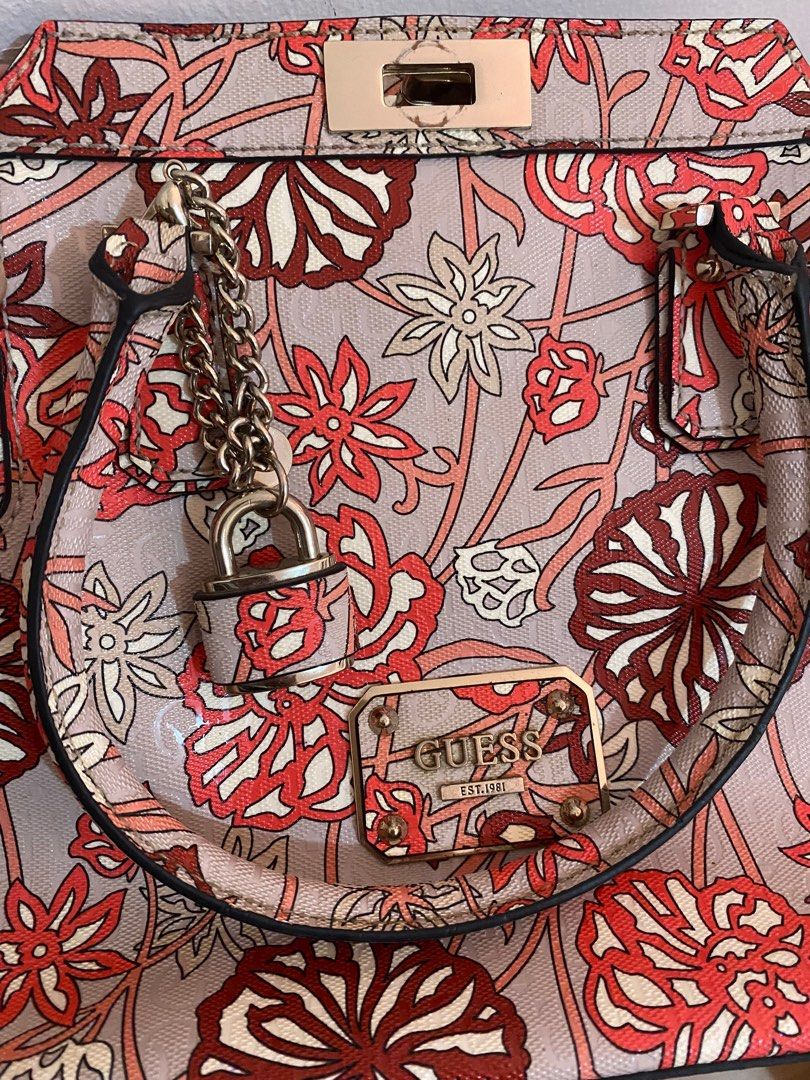 Guess red floral bag best sale