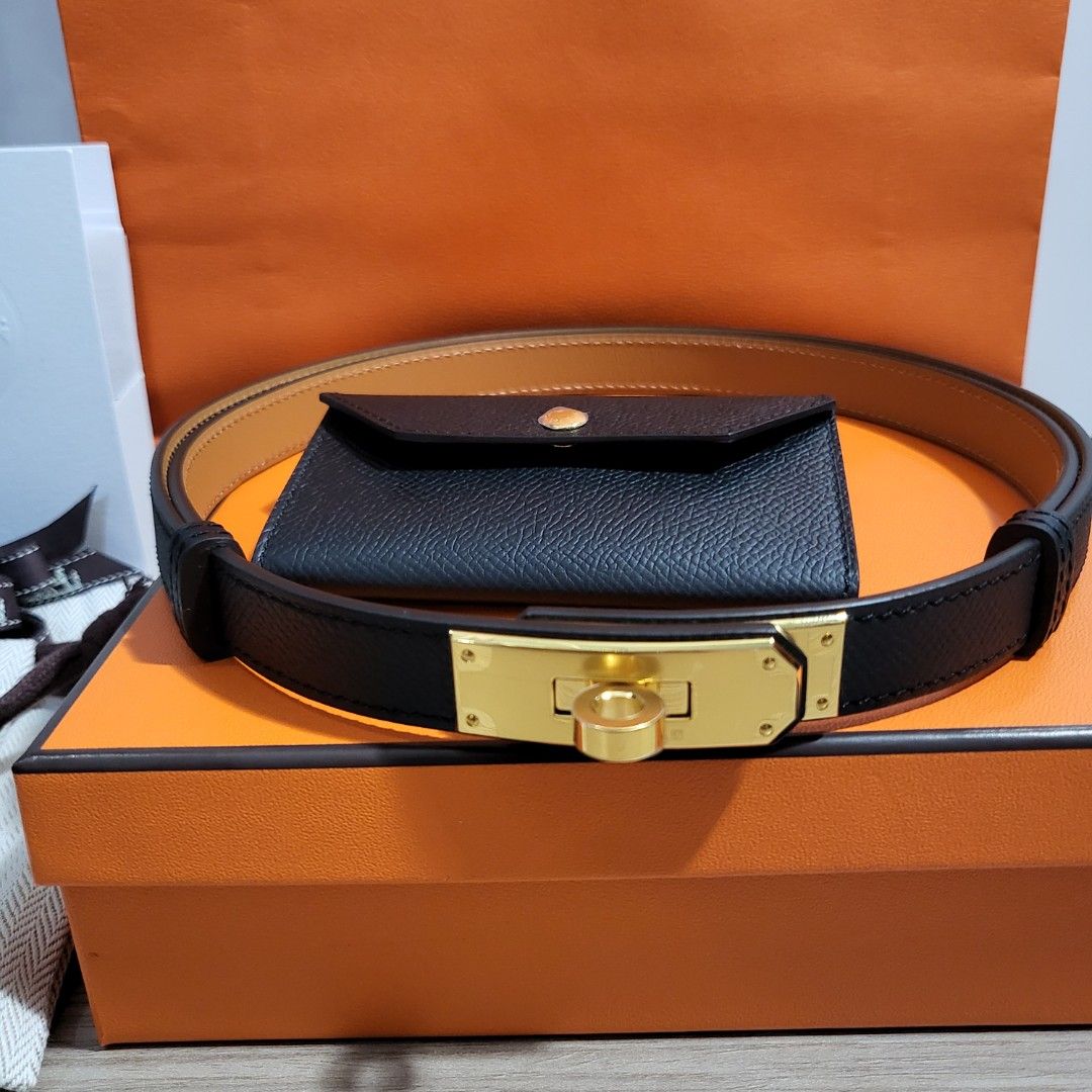 Hermes Kelly 18 Belt Adjustable Black Epsom Leather Gold Hardware –  Mightychic