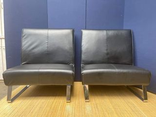 High Back Sofa Set 35”L x 26”W x 17”SH (size each)  4 seater Leather seat Bulky foam In good condition