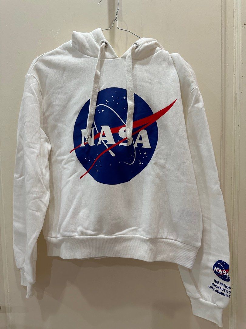 H M NASA Cropped Hoodie Fesyen Wanita Pakaian Wanita Atasan di