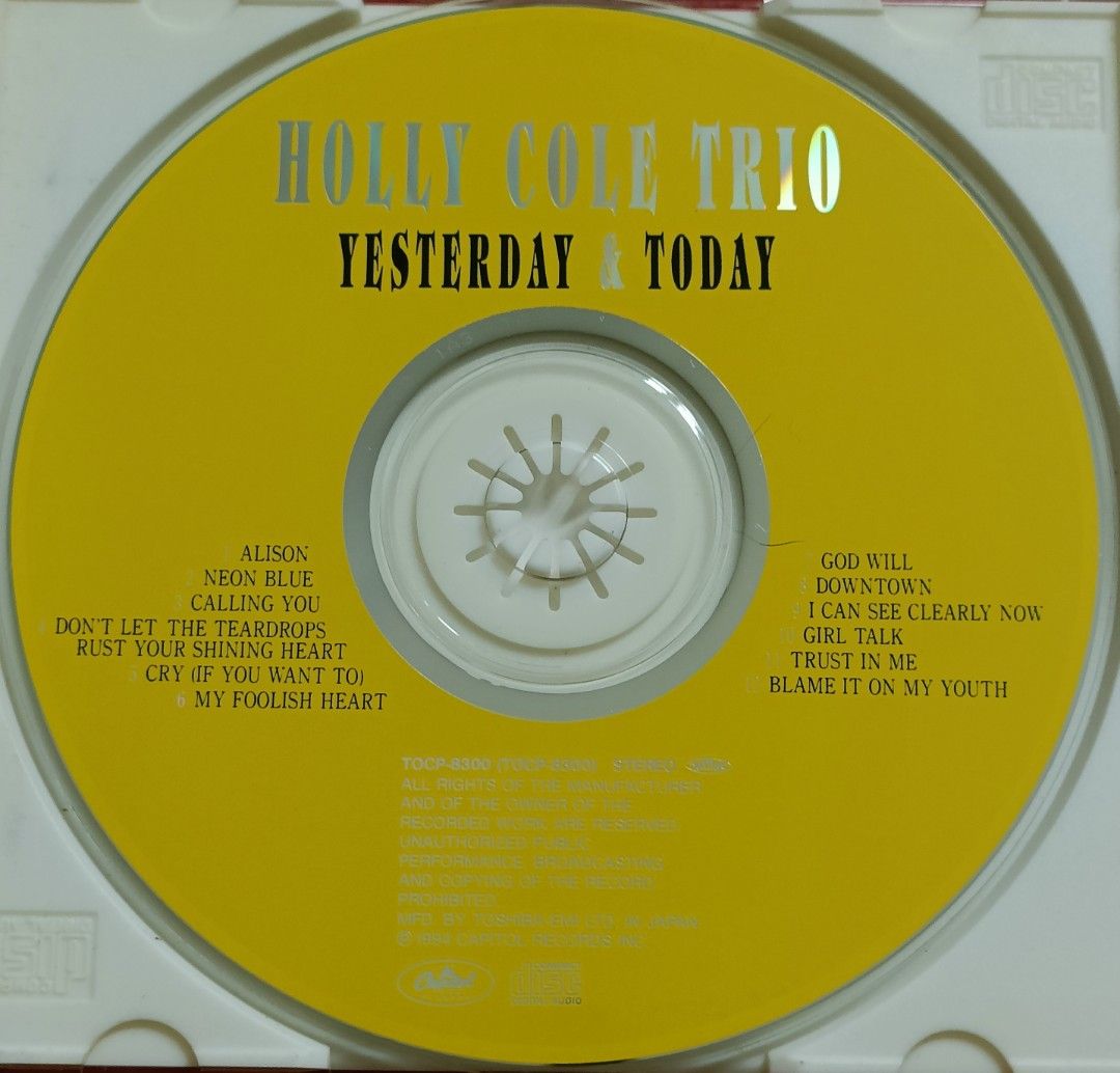 Holly Cole Trio YESTERDAY  TODAY CD, Hobbies  Toys, Music  Media, CDs   DVDs on Carousell