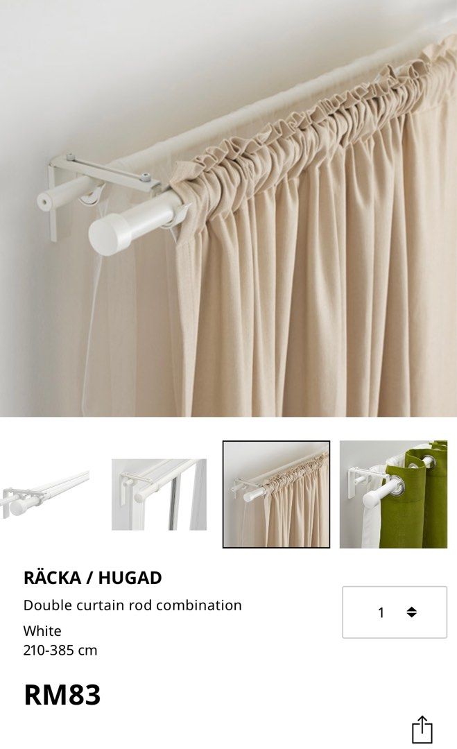 IKEA Curtain rod combination, Furniture & Home Living, Home Decor