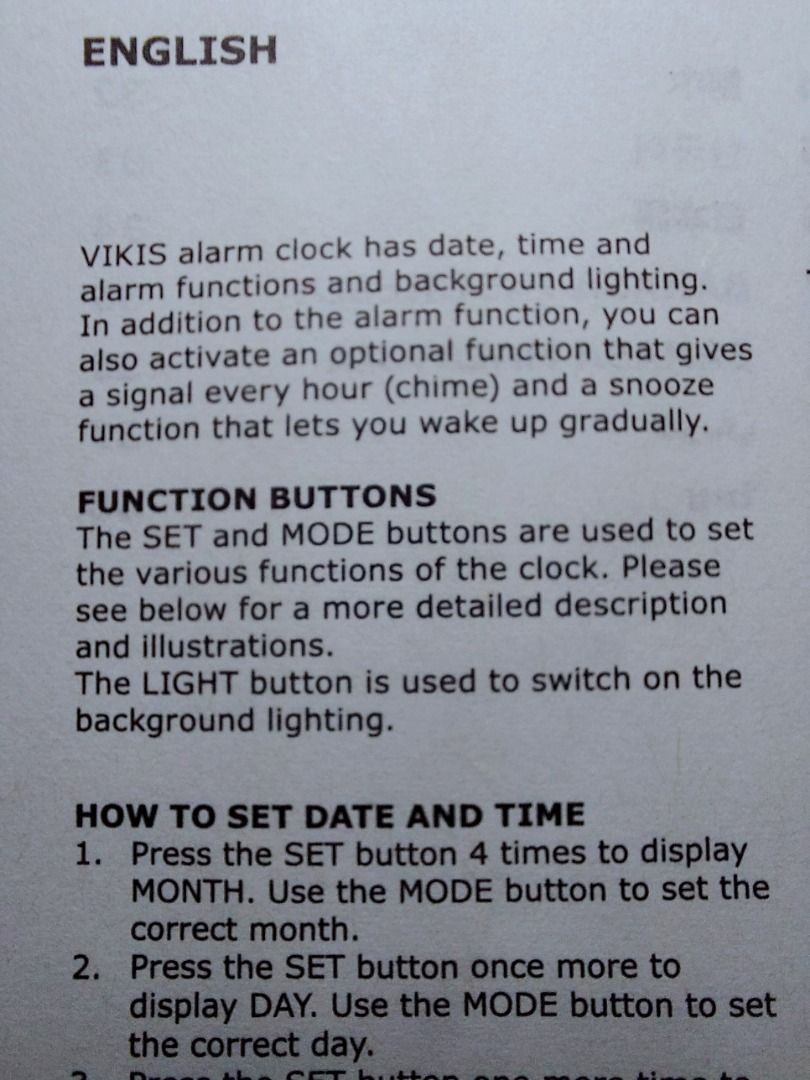 IKEA Digital Clock VIKIS w/Alarm & w/Blue Backlight, Furniture & Home