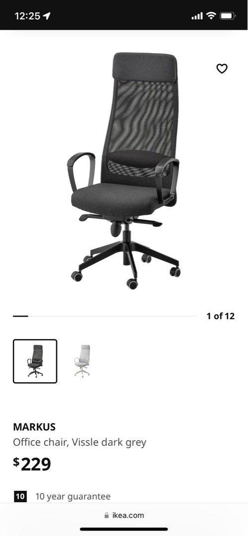IKEA MARKUS office chair, Furniture & Home Living, Furniture, Chairs on