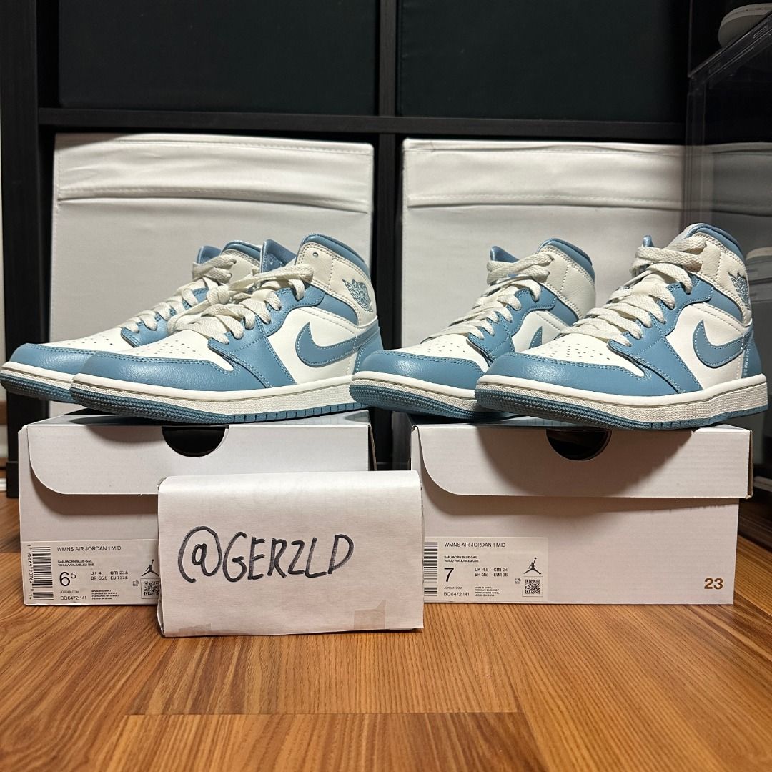 Jordan 1 Mid White University Blue UNC