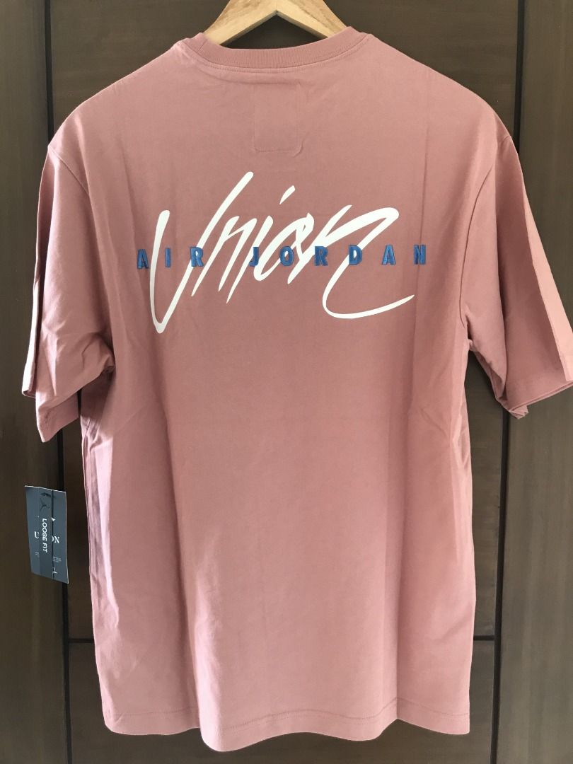 Jordan x Union Reverse Dunk T shirt Rust Pink Men s Fashion Tops
